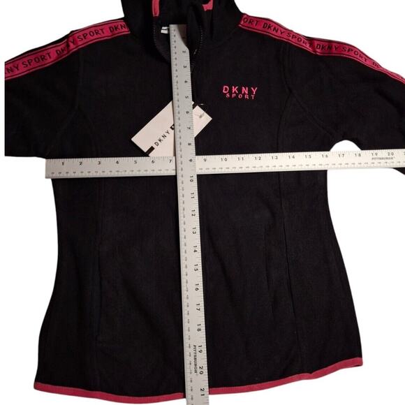 DKNY Sport Girls Fleece Jacket, Size 10-12 Black Pink Hoodie Tween Outerwear NWT - Picture 5 of 8
